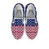 USA Blue And White Star Print Pattern White Slip On Shoes-grizzshop