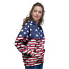 USA Blue And White Star Print Pattern Women's Hoodie-grizzshop