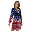 USA Blue And White Star Print Pattern Women's Robe-grizzshop