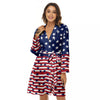 USA Blue And White Star Print Pattern Women's Robe-grizzshop