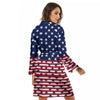 USA Blue And White Star Print Pattern Women's Robe-grizzshop