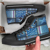 USA Denim Patchwork 4th of July Print Black High Top Shoes-grizzshop