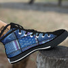 USA Denim Patchwork 4th of July Print Black High Top Shoes-grizzshop