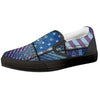 USA Denim Patchwork 4th of July Print Black Slip On Shoes-grizzshop