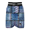 USA Denim Patchwork 4th of July Print Boxing Shorts-grizzshop