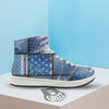 USA Denim Patchwork 4th of July Print High Top Sneakers-grizzshop