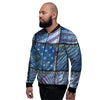 USA Denim Patchwork 4th of July Print Men's Bomber Jacket-grizzshop