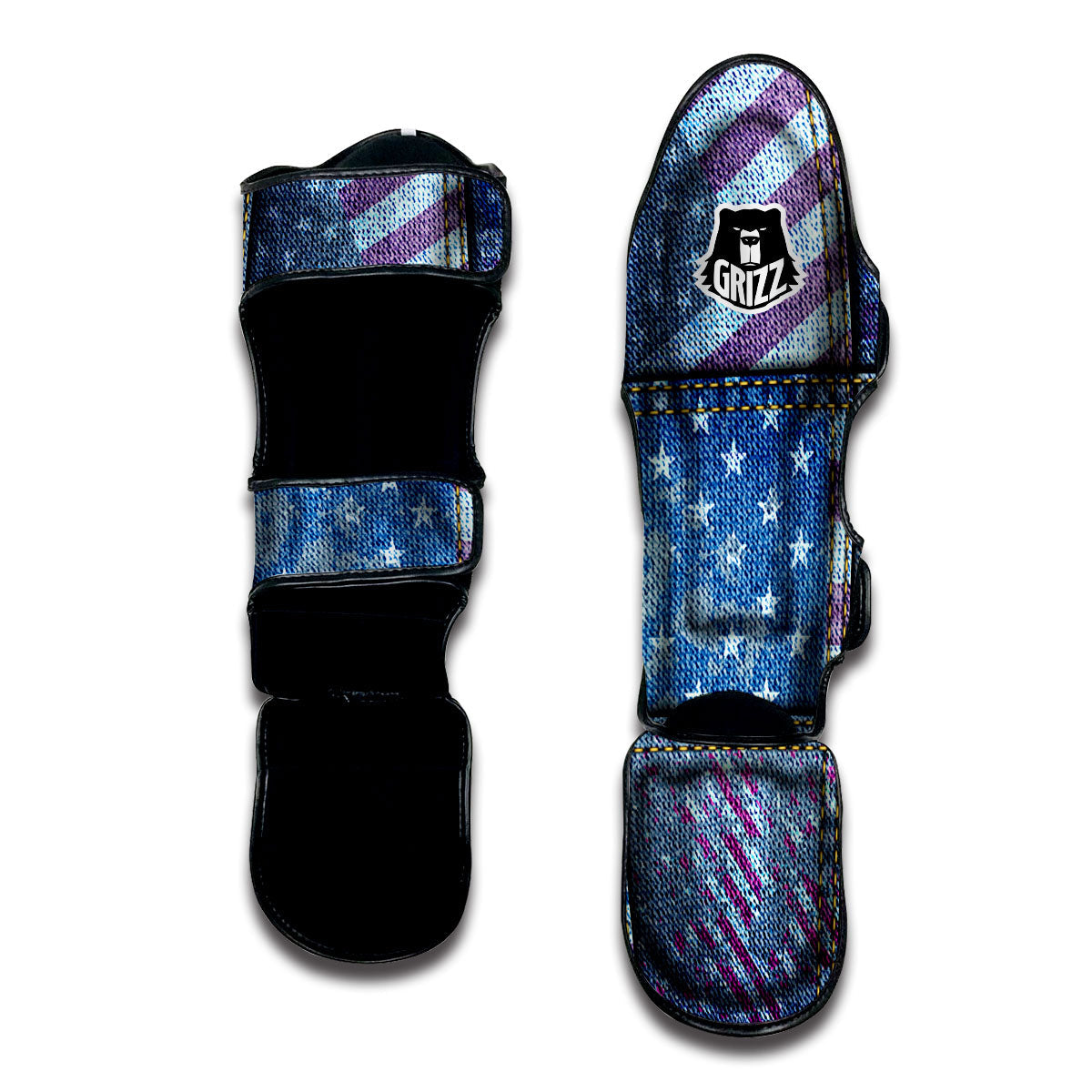 USA Denim Patchwork 4th of July Print Muay Thai Shin Guards-grizzshop