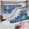 USA Denim Patchwork 4th of July Print White High Top Shoes-grizzshop