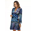 USA Denim Patchwork 4th of July Print Women's Robe-grizzshop