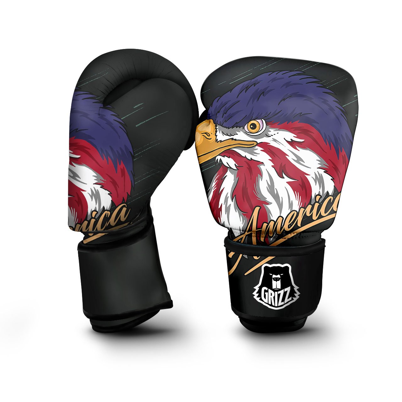 USA Eagle Patriotic Print Boxing Gloves-grizzshop