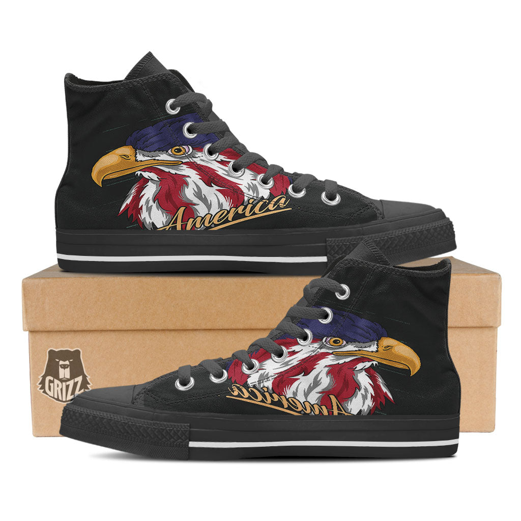 USA Eagle Patriotic Print High Top Shoes-grizzshop