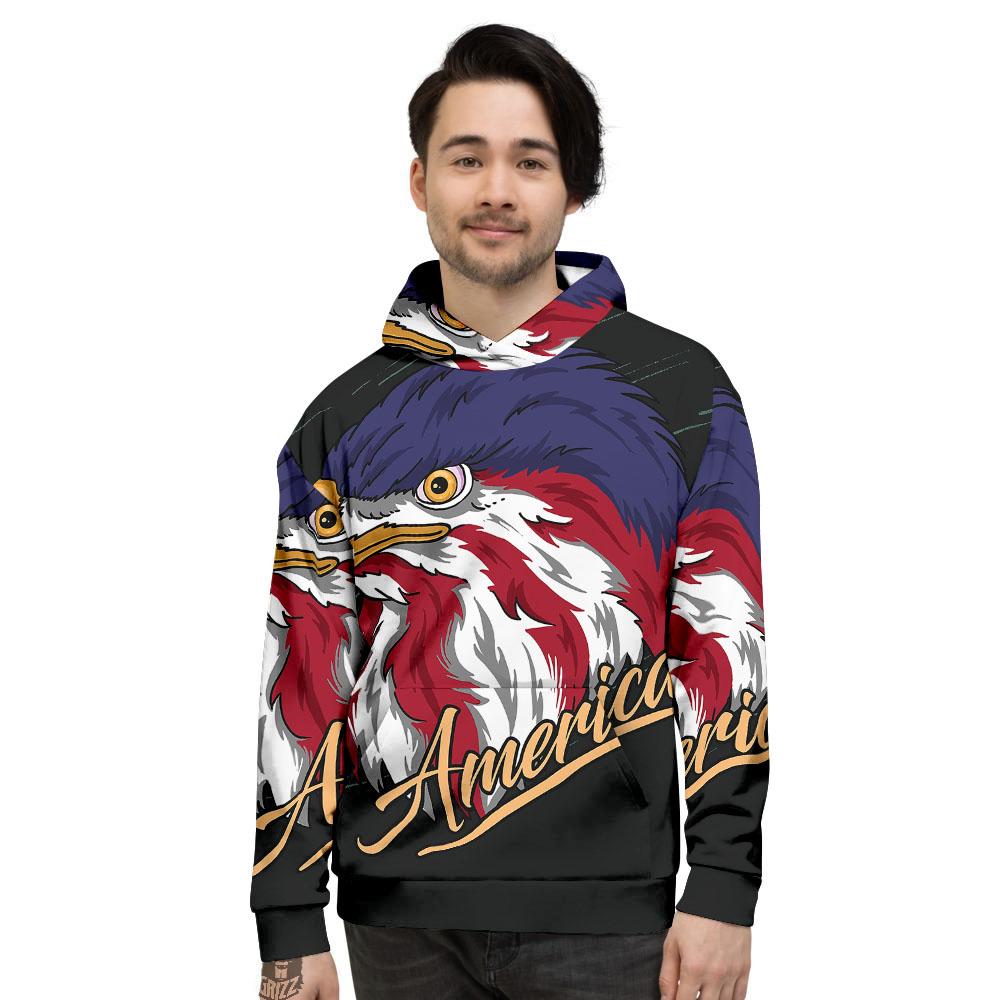 USA Eagle Patriotic Print Men's Hoodie-grizzshop