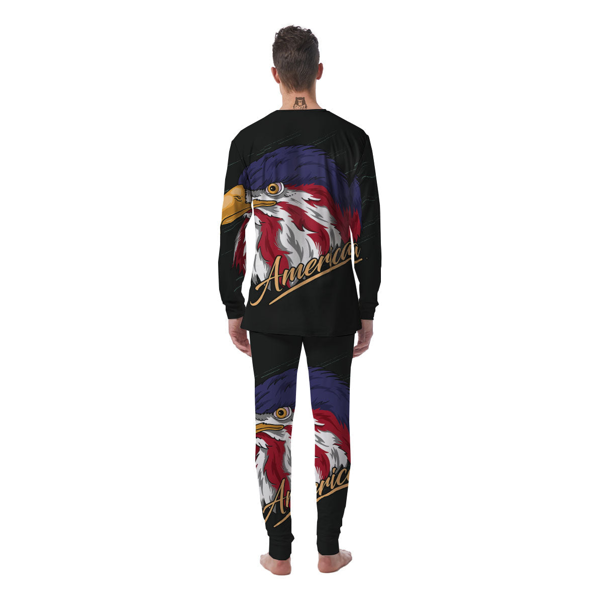 USA Eagle Patriotic Print Men's Pajamas-grizzshop