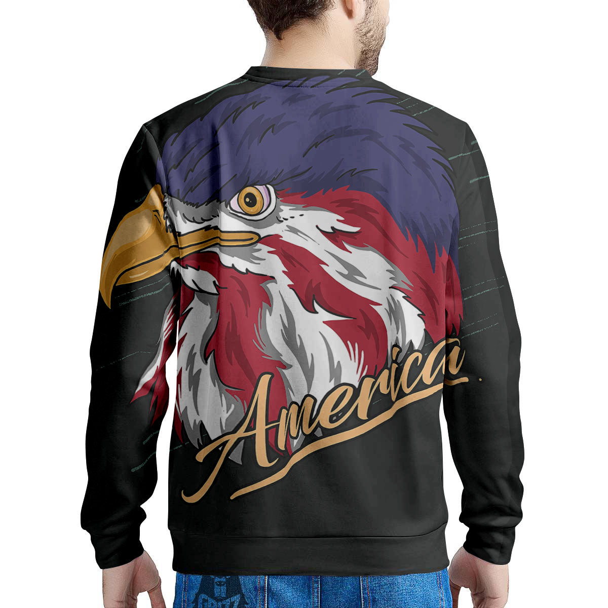 USA Eagle Patriotic Print Men's Sweatshirt-grizzshop