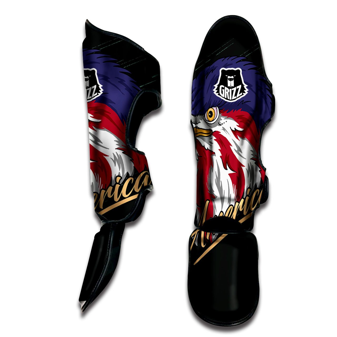 USA Eagle Patriotic Print Muay Thai Shin Guards-grizzshop