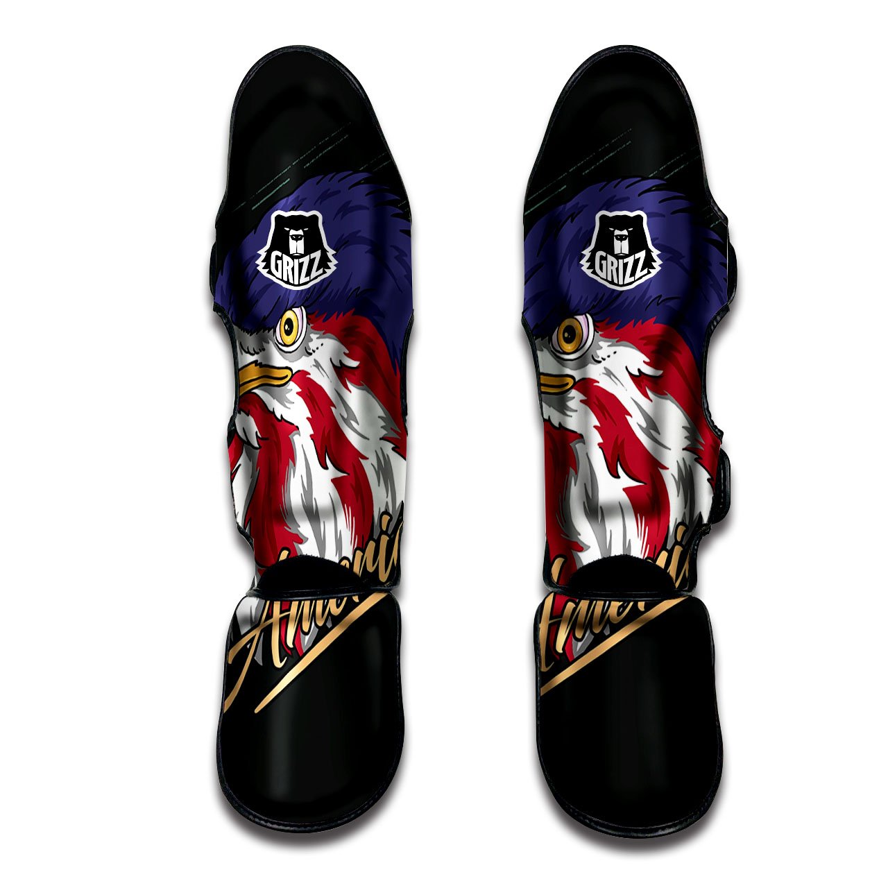 USA Eagle Patriotic Print Muay Thai Shin Guards-grizzshop