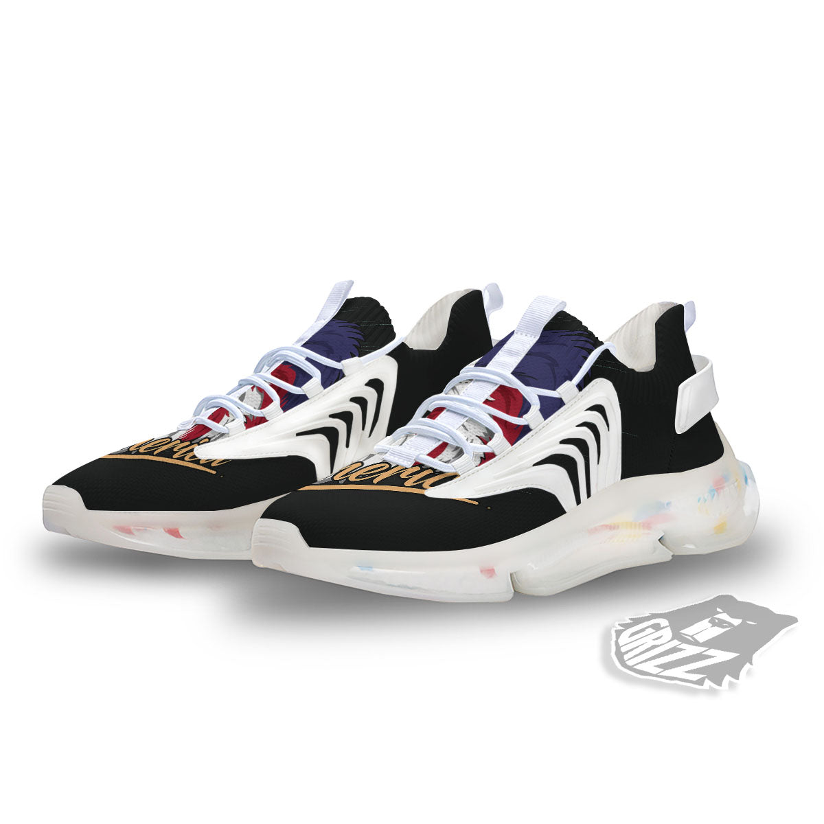 USA Eagle Patriotic Print White Gym Shoes-grizzshop