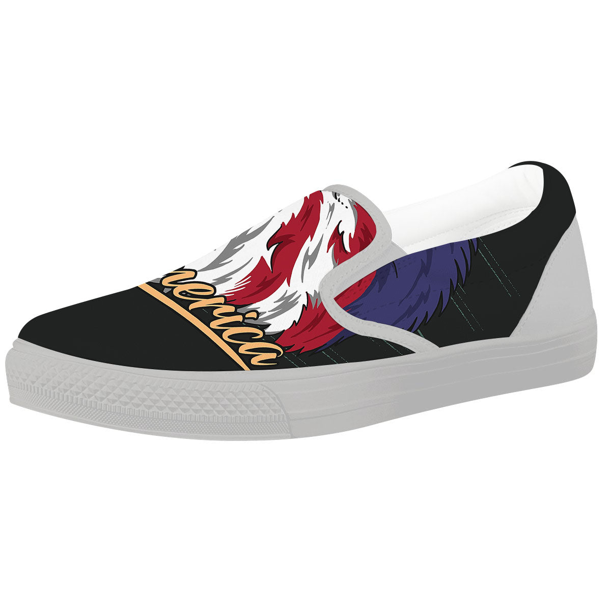 USA Eagle Patriotic Print White Slip On Shoes-grizzshop