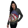 USA Eagle Patriotic Print Women's Bomber Jacket-grizzshop