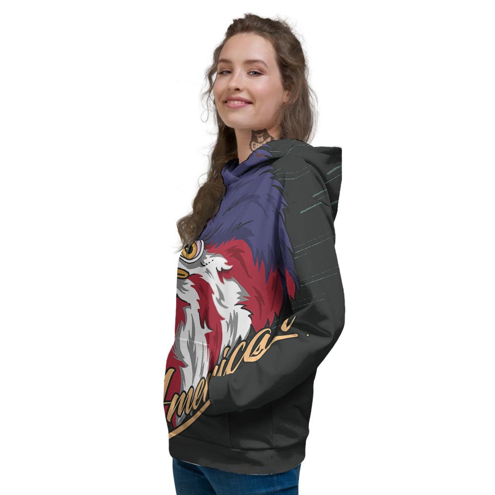 USA Eagle Patriotic Print Women's Hoodie-grizzshop