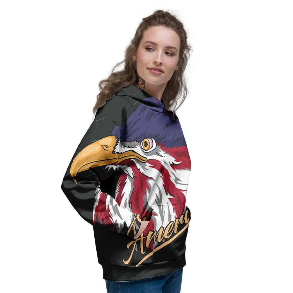 USA Eagle Patriotic Print Women's Hoodie-grizzshop