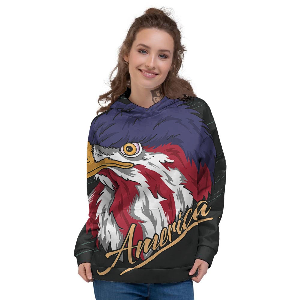 USA Eagle Patriotic Print Women's Hoodie-grizzshop