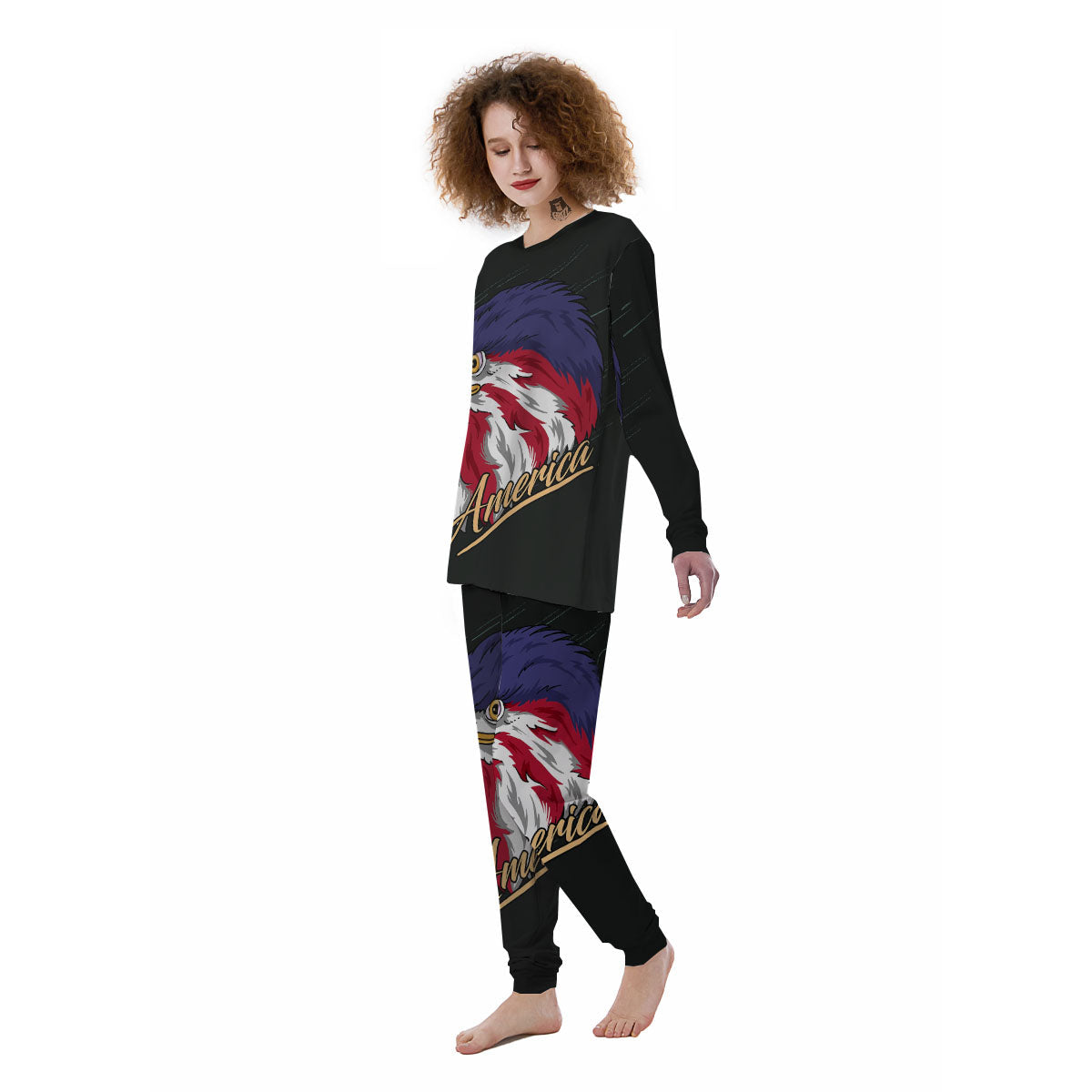 USA Eagle Patriotic Print Women's Pajamas-grizzshop