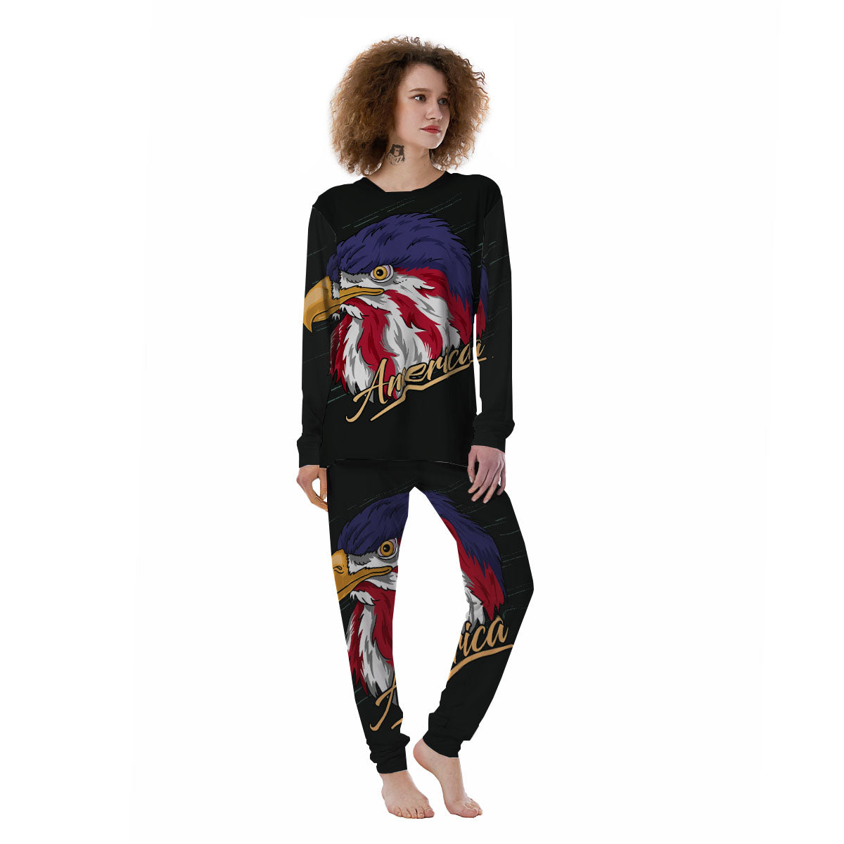 USA Eagle Patriotic Print Women's Pajamas-grizzshop