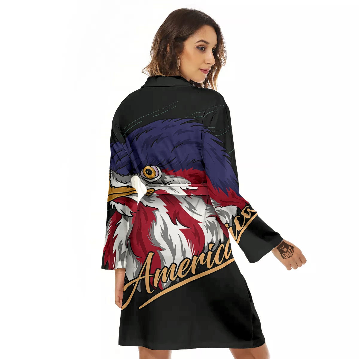 USA Eagle Patriotic Print Women's Robe-grizzshop