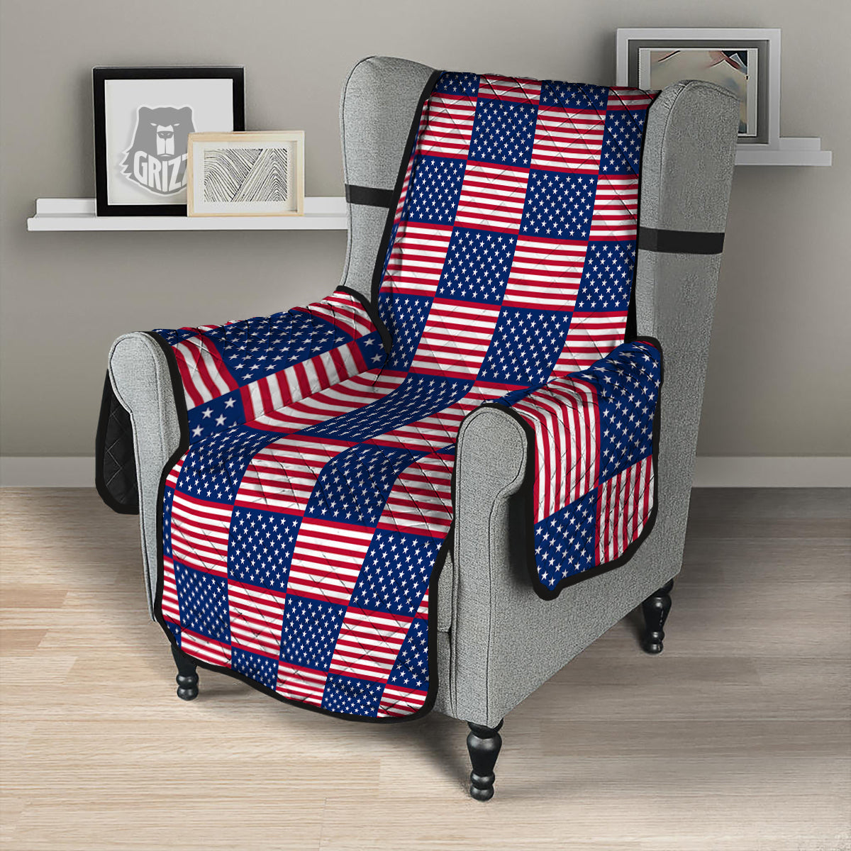 USA Flag 4th of July Print Pattern Armchair Protector-grizzshop