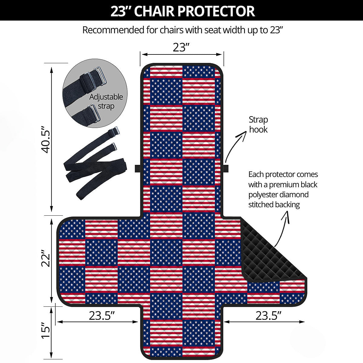 USA Flag 4th of July Print Pattern Armchair Protector-grizzshop