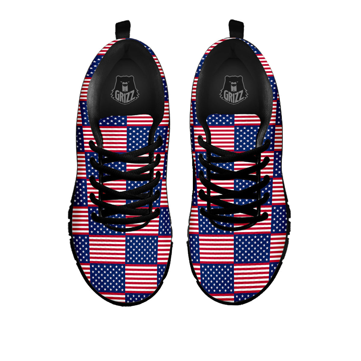 USA Flag 4th of July Print Pattern Black Sneaker-grizzshop