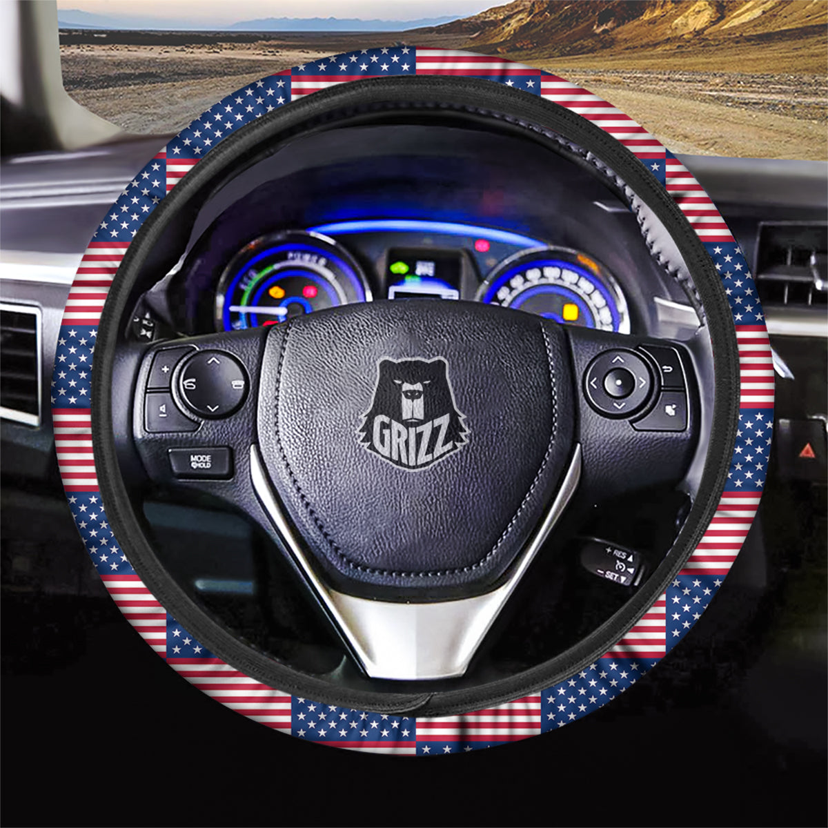 USA Flag 4th of July Print Pattern Car Steering Wheel Cover-grizzshop