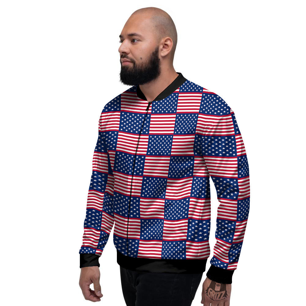 USA Flag 4th of July Print Pattern Men's Bomber Jacket-grizzshop