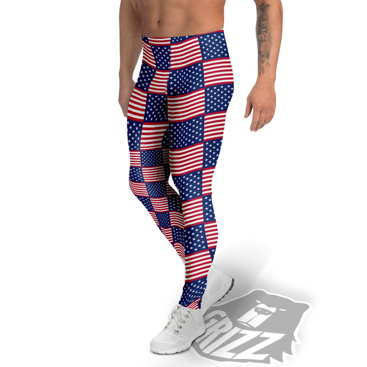 USA Flag 4th of July Print Pattern Men's Leggings-grizzshop