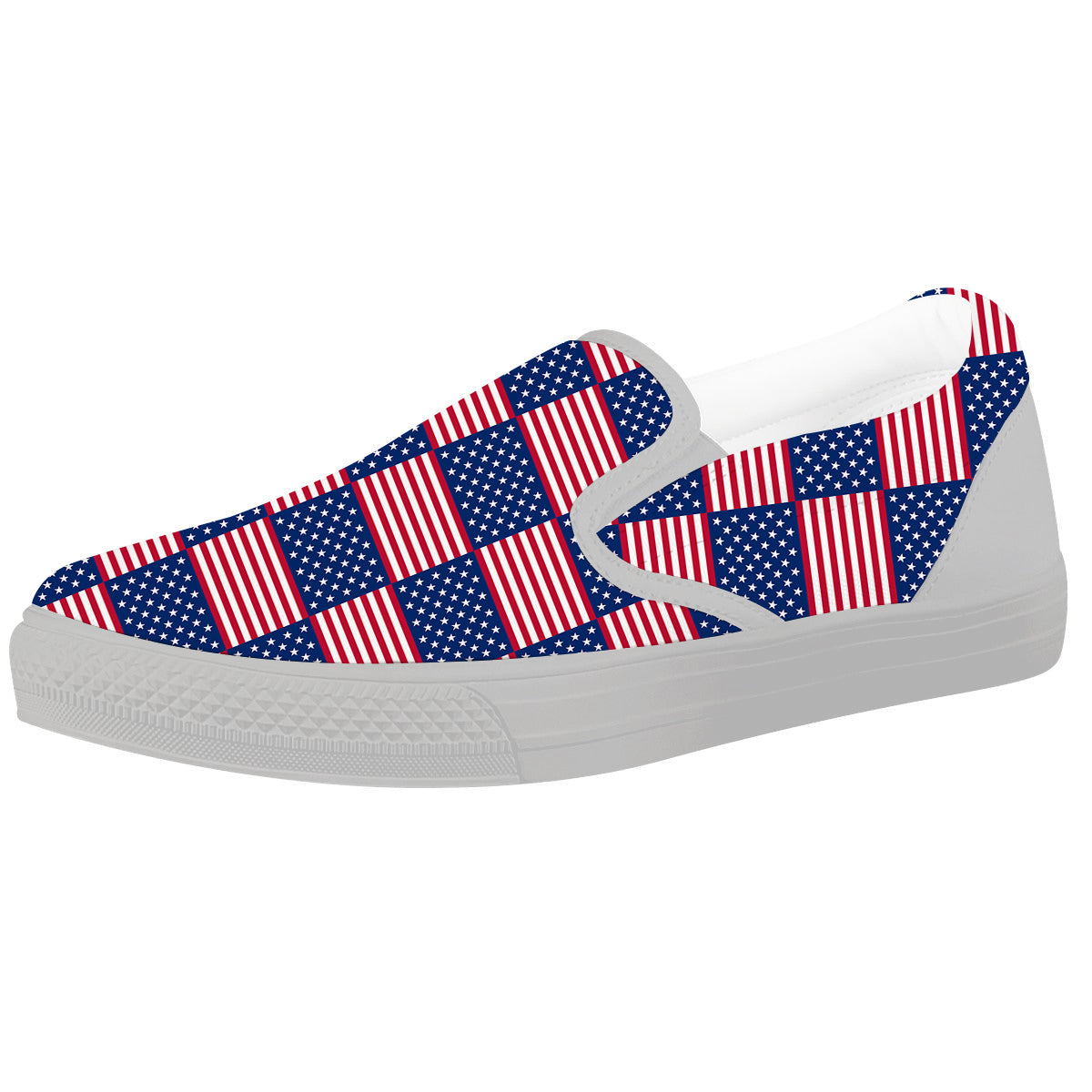 USA Flag 4th of July Print Pattern White Slip On Shoes-grizzshop