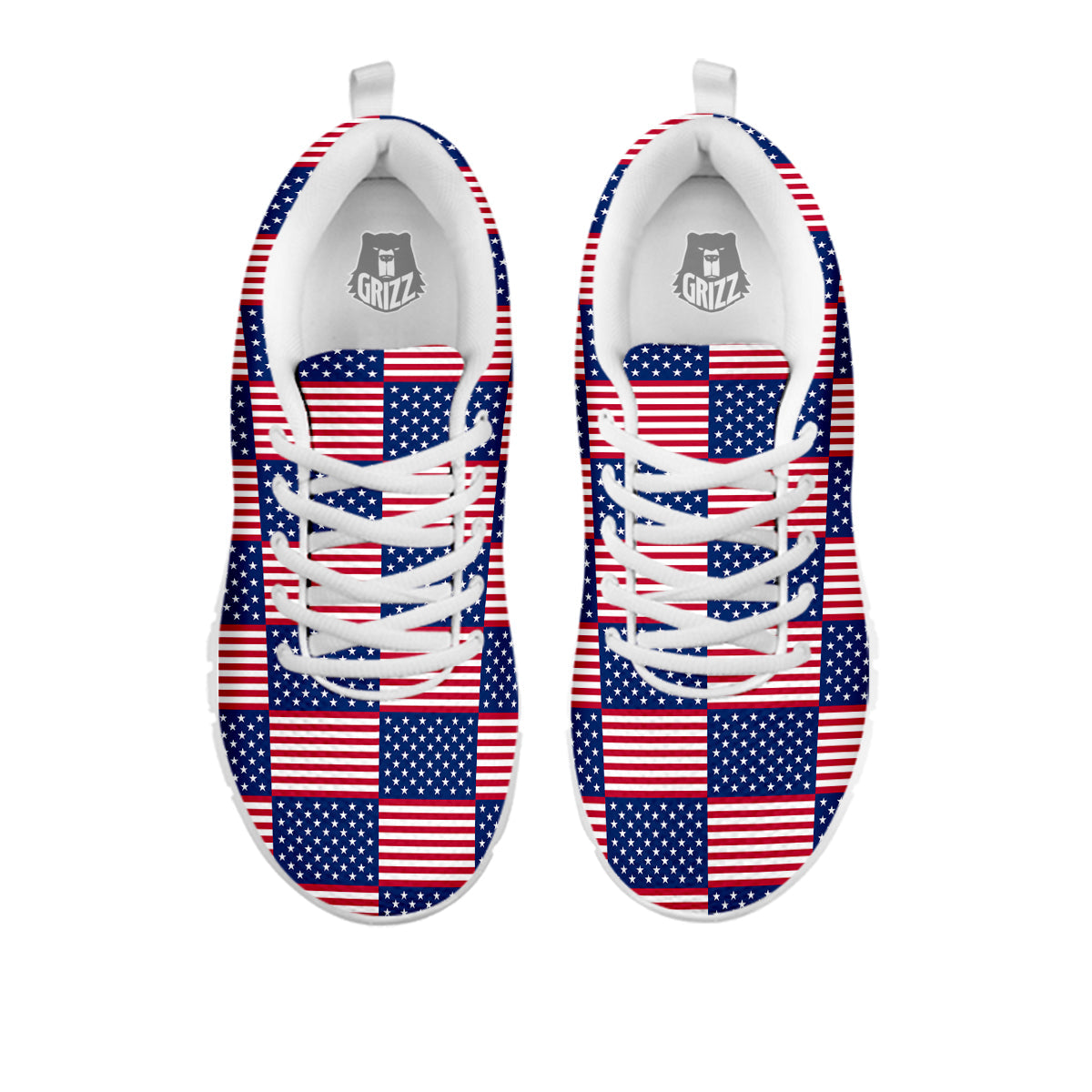 USA Flag 4th of July Print Pattern White Sneaker-grizzshop