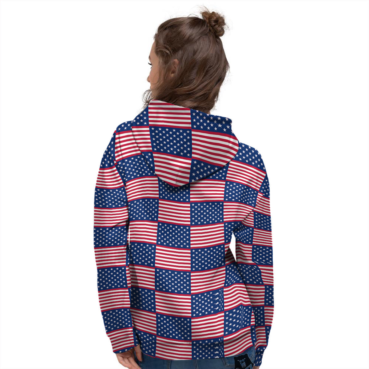 USA Flag 4th of July Print Pattern Women's Hoodie-grizzshop