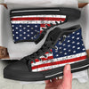 USA Flag Grunge Print Black High Top Shoes-grizzshop