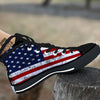 USA Flag Grunge Print Black High Top Shoes-grizzshop