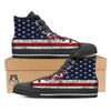 USA Flag Grunge Print Black High Top Shoes-grizzshop