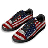 USA Flag Grunge Print Black Low Top Sneakers-grizzshop