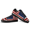 USA Flag Grunge Print Black Low Top Sneakers-grizzshop