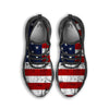 USA Flag Grunge Print Black Running Shoes-grizzshop