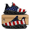 USA Flag Grunge Print Black Running Shoes-grizzshop