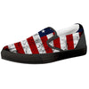 USA Flag Grunge Print Black Slip On Shoes-grizzshop