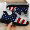 USA Flag Grunge Print Black Walking Shoes-grizzshop