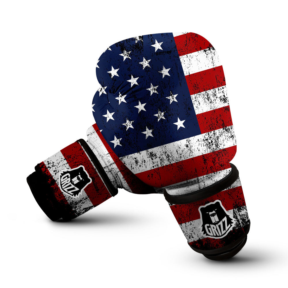 USA Flag Grunge Print Boxing Gloves-grizzshop