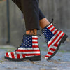 USA Flag Grunge Print Leather Boots-grizzshop